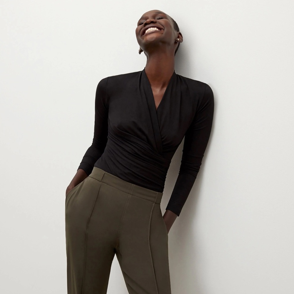 MM. LAFLEUR fey 2.0 black Long Sleeve wrap top